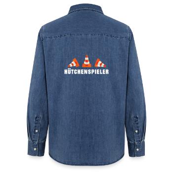 Hütchenspieler - Straßenbau (1) - Frauen Jeanshemd Organic von Stanley/Stella - verwaschenes Mittelblau  - Hinten - AI Model Female 172 light (172cm)