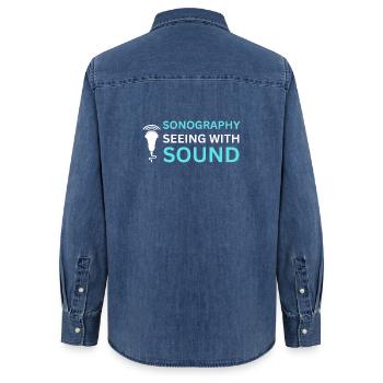 Sonography Seeing Sound Ultrasonographer - Women’s Organic Denim Shirt by Stanley/Stella - mid washy  - Back - AI Model Female 172 light (172cm)