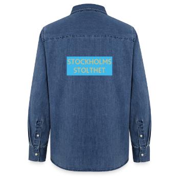 Stockholmer Stolz - Frauen Jeanshemd Organic von Stanley/Stella - verwaschenes Mittelblau  - Hinten - AI Model Female 172 light (172cm)