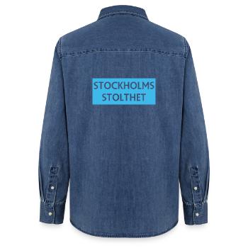 Stockholmer Stolz - Frauen Jeanshemd Organic von Stanley/Stella - verwaschenes Mittelblau  - Hinten - AI Model Female 172 light (172cm)