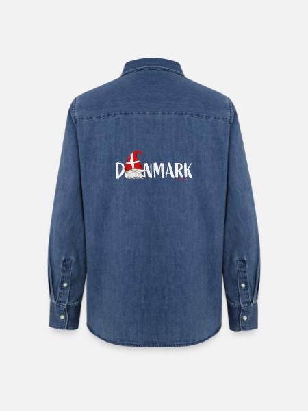 Danmark Schriftzug Gnom Dänemark Flagge - Frauen Jeanshemd Organic von Stanley/Stella - verwaschenes Mittelblau