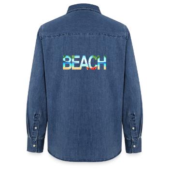 Plage - Chemise en denim femme bio Stanley/Stella - bleu moyen délavé  - Dos - AI Model Female 172 light (172cm)