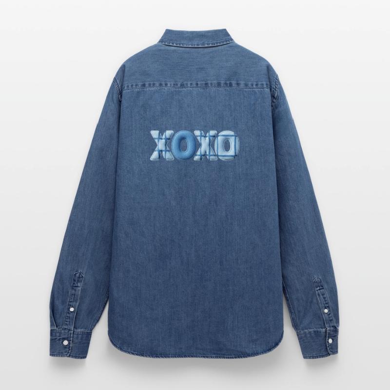 XOXO Patchwork Look mit Stoff Optik Frauen Jeanshemd Organic von Stanley/Stella