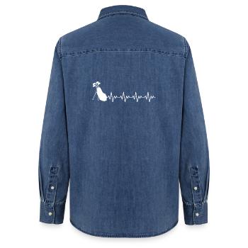 Golf Golfer Golferin Golftasche EKG Herzschlag - Frauen Jeanshemd Organic von Stanley/Stella - verwaschenes Mittelblau  - Hinten - AI Model Female 172 light (172cm)