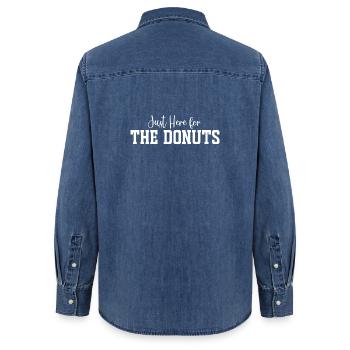 Just Here for The Donuts - Women’s Organic Denim Shirt by Stanley/Stella - mid washy  - Back - AI Model Female 172 light (172cm)