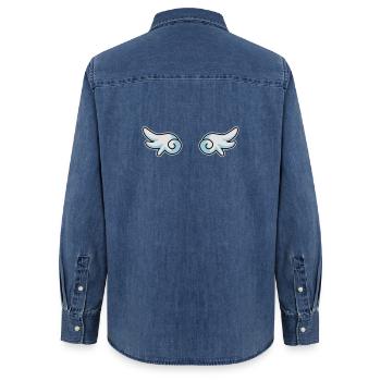 Ailes d'ange - Chemise en denim femme bio Stanley/Stella - bleu moyen délavé  - Dos - AI Model Female 172 light (172cm)