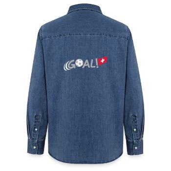 GOAL for Switzerland - Women’s Organic Denim Shirt by Stanley/Stella - mid washy  - Back - AI Model Female 172 light (172cm)