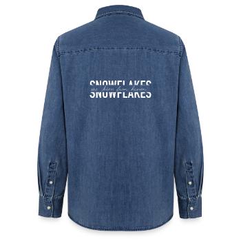 Snowflakes are kisses from heaven - Women’s Organic Denim Shirt by Stanley/Stella - mid washy  - Back - AI Model Female 172 light (172cm)