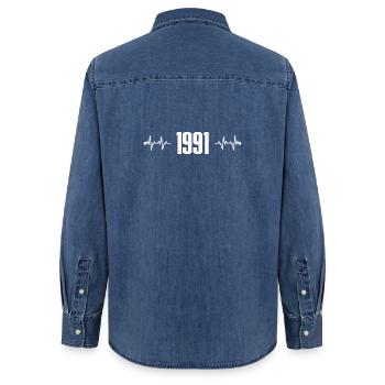 Heartbeat 1991 - Women’s Organic Denim Shirt by Stanley/Stella - mid washy  - Back - AI Model Female 172 light (172cm)