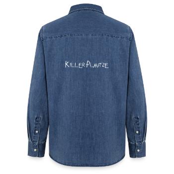 killerplautze bauch bierbauch plautze lustig - Frauen Jeanshemd Organic von Stanley/Stella - verwaschenes Mittelblau  - Hinten - AI Model Female 172 light (172cm)