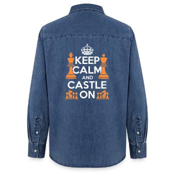 Keep Calm And Castle On - Women’s Organic Denim Shirt by Stanley/Stella - mid washy  - Back - AI Model Female 172 light (172cm)