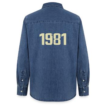 Jubiläum 1981 - Frauen Jeanshemd Organic von Stanley/Stella - verwaschenes Mittelblau  - Hinten - AI Model Female 172 light (172cm)