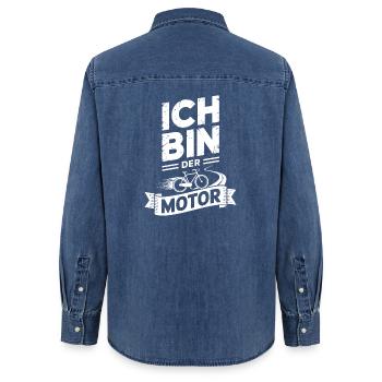 Ich bin der Motor Fahrrad - Frauen Jeanshemd Organic von Stanley/Stella - verwaschenes Mittelblau  - Hinten - AI Model Female 172 light (172cm)