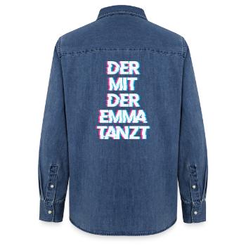 Hardtekk Tekk - Women’s Organic Denim Shirt by Stanley/Stella - mid washy  - Back - AI Model Female 172 light (172cm)
