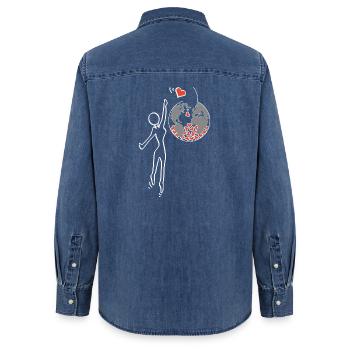Give love - Women’s Organic Denim Shirt by Stanley/Stella - mid washy  - Back - AI Model Female 172 light (172cm)