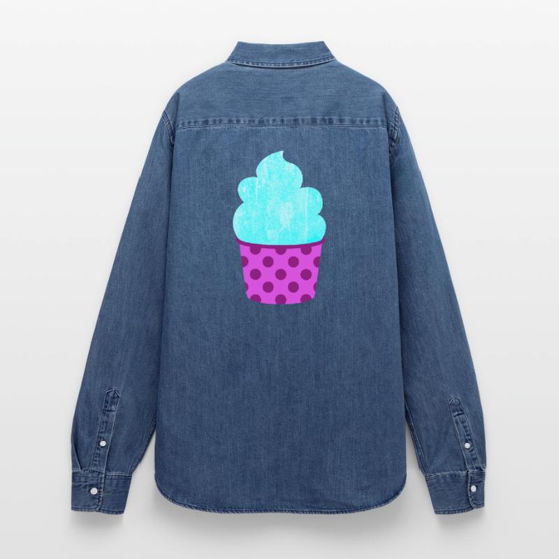 Eis Eiscreme Eiskrem Dots Punkte Softeis Sommer Women’s Organic Denim Shirt by Stanley/Stella