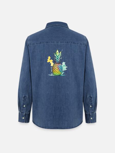Ananas - Frauen Jeanshemd Organic von Stanley/Stella - verwaschenes Mittelblau 