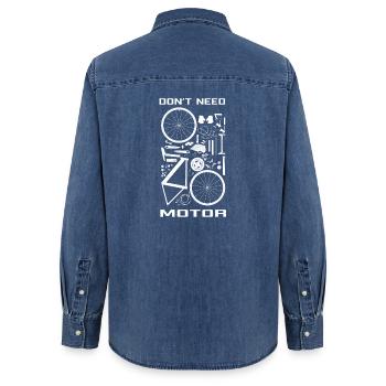 Brauchen Sie keinen Motor, nur Ihre Beine! - Frauen Jeanshemd Organic von Stanley/Stella - verwaschenes Mittelblau  - Hinten - AI Model Female 172 light (172cm)