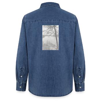 Nature - Women’s Organic Denim Shirt by Stanley/Stella - mid washy  - Back - AI Model Female 172 light (172cm)