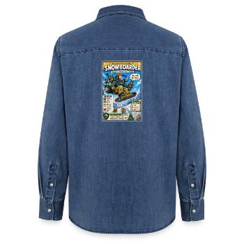 Der Snowboarder – nur noch ein Trick - Frauen Jeanshemd Organic von Stanley/Stella - verwaschenes Mittelblau  - Hinten - AI Model Female 172 light (172cm)