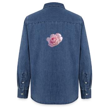 Rose Pink - Women’s Organic Denim Shirt by Stanley/Stella - mid washy  - Back - AI Model Female 172 light (172cm)