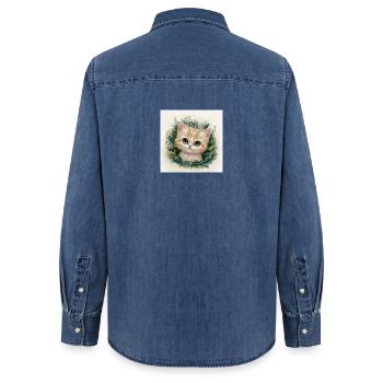 chaton - Chemise en denim femme bio Stanley/Stella - bleu moyen délavé  - Dos - AI Model Female 172 light (172cm)