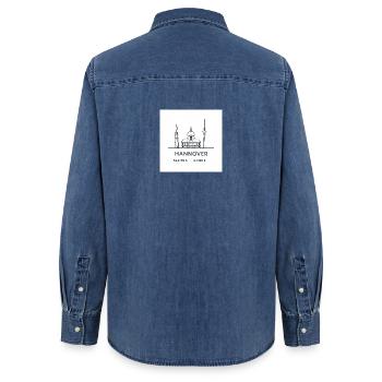 Silhouette d’art au trait de Hanovre Monument - Chemise en denim femme bio Stanley/Stella - bleu moyen délavé  - Dos - AI Model Female 172 light (172cm)