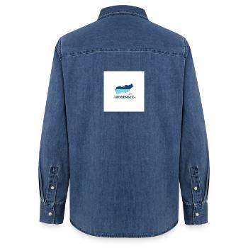 Bodensee Landschaftslogo Seeufer - Frauen Jeanshemd Organic von Stanley/Stella - verwaschenes Mittelblau  - Hinten - AI Model Female 172 light (172cm)