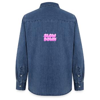 Mach langsamer - Frauen Jeanshemd Organic von Stanley/Stella - verwaschenes Mittelblau  - Hinten - AI Model Female 172 light (172cm)