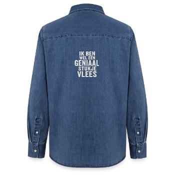 Genialer Fleisch-Tippfehler - Frauen Jeanshemd Organic von Stanley/Stella - verwaschenes Mittelblau  - Hinten - AI Model Female 172 light (172cm)