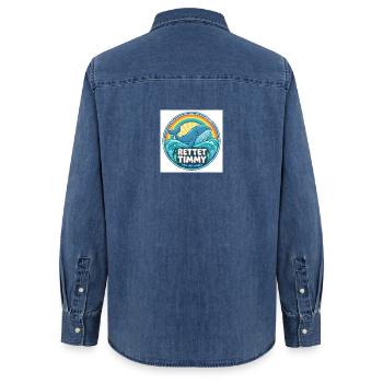 Rettet Timmy – Save Our Whale - Frauen Jeanshemd Organic von Stanley/Stella - verwaschenes Mittelblau  - Hinten - AI Model Female 172 light (172cm)
