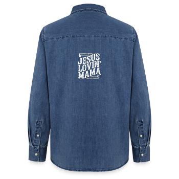Jésus Amour Maman Motif Bible de l’Église de la Foi Dieu - Chemise en denim femme bio Stanley/Stella - bleu moyen délavé  - Dos - AI Model Female 172 light (172cm)