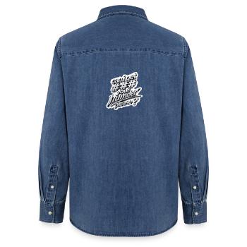 Caniget Numbersplease 3D Metal - Women’s Organic Denim Shirt by Stanley/Stella - mid washy  - Back - AI Model Female 172 light (172cm)