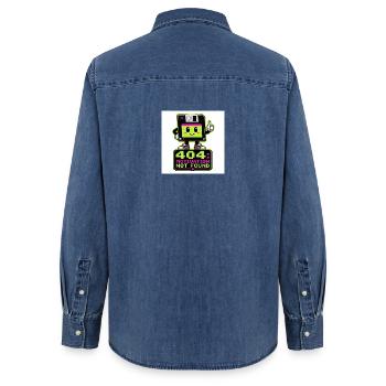 Motivation Retro 404 non trouvée - Chemise en denim femme bio Stanley/Stella - bleu moyen délavé  - Dos - AI Model Female 172 light (172cm)