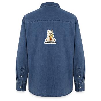 Illustration de la boisson au lama sans problème - Chemise en denim femme bio Stanley/Stella - bleu moyen délavé  - Dos - AI Model Female 172 light (172cm)