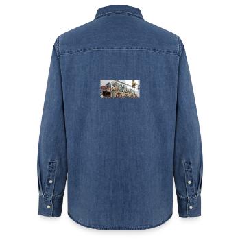 Séville Rue Graffiti Flamenco - Chemise en denim femme bio Stanley/Stella - bleu moyen délavé  - Dos - AI Model Female 172 light (172cm)
