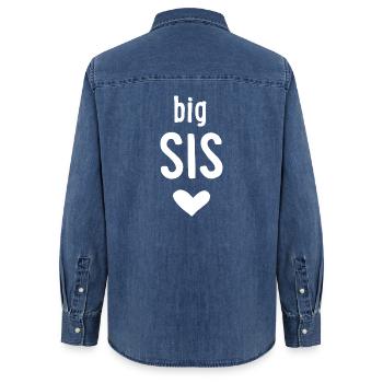 Big Sis - Frauen Jeanshemd Organic von Stanley/Stella - verwaschenes Mittelblau  - Hinten - AI Model Female 172 light (172cm)