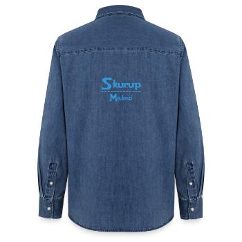 Skurup – Malmö Sky Blue Design - Chemise en denim femme bio Stanley/Stella - bleu moyen délavé  - Dos - AI Model Female 172 light (172cm)