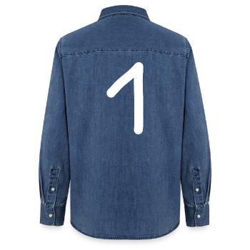 1 Nummer eins Zahl weiß Geburtstag - Frauen Jeanshemd Organic von Stanley/Stella - verwaschenes Mittelblau  - Hinten - AI Model Female 172 light (172cm)