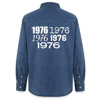 1976 - Frauen Jeanshemd Organic von Stanley/Stella - verwaschenes Mittelblau  - Hinten - AI Model Female 172 light (172cm)