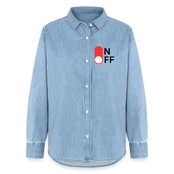 Mode ON/OFF - Chemise en denim femme bio Stanley/Stella - bleu clair délavé - Devant - AI Model Female 172 light (172cm)