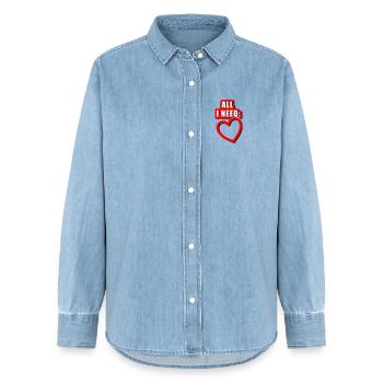 All i need is Heart (Vectorgraphic) - Frauen Jeanshemd Organic von Stanley/Stella - verwaschenes Hellblau - Vorne - AI Model Female 172 light (172cm)