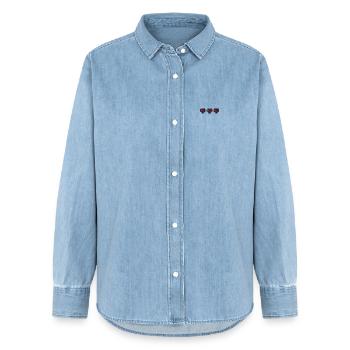 Three Lives - Women’s Organic Denim Shirt by Stanley/Stella - light wash - Front - AI Model Female 172 light (172cm)