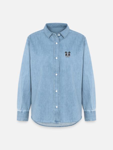 Pixel opossum - Frauen Jeanshemd Organic von Stanley/Stella - verwaschenes Hellblau