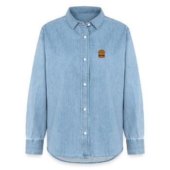 Burger bestickt - Frauen Jeanshemd Organic von Stanley/Stella - verwaschenes Hellblau - Vorne - AI Model Female 172 light (172cm)