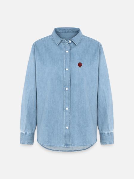 Lampion - Frauen Jeanshemd Organic von Stanley/Stella - verwaschenes Hellblau