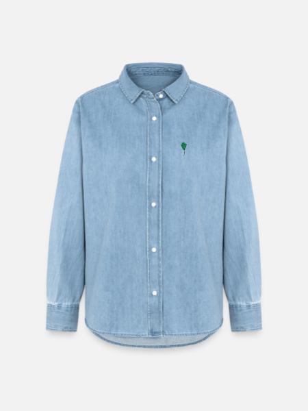 Lauch bestickt - Frauen Jeanshemd Organic von Stanley/Stella - verwaschenes Hellblau