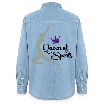 sport - Frauen Jeanshemd Organic von Stanley/Stella - verwaschenes Hellblau - Hinten - AI Model Female 172 light (172cm)