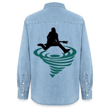 Rocker emblem - Women’s Organic Denim Shirt by Stanley/Stella - light wash - Back - AI Model Female 172 light (172cm)