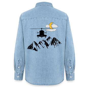 Hubschrauber - Frauen Jeanshemd Organic von Stanley/Stella - verwaschenes Hellblau - Hinten - AI Model Female 172 light (172cm)